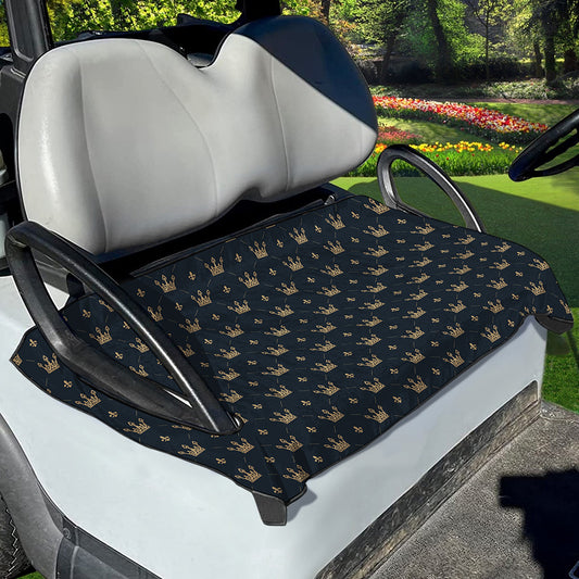 Vintage Crown Pattern Print Golf Cart Seat Cover