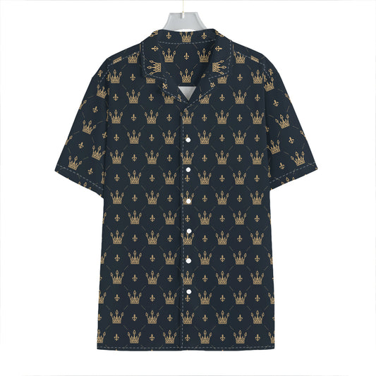 Vintage Crown Pattern Print Hawaiian Shirt