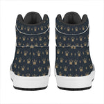 Vintage Crown Pattern Print High Top Leather Sneakers