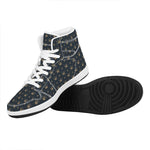 Vintage Crown Pattern Print High Top Leather Sneakers