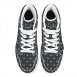 Vintage Crown Pattern Print High Top Leather Sneakers