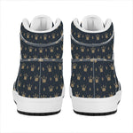 Vintage Crown Pattern Print High Top Leather Sneakers