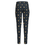 Vintage Crown Pattern Print High-Waisted Pocket Leggings
