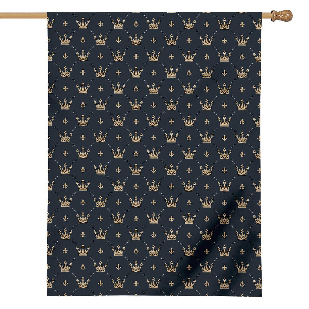 Vintage Crown Pattern Print House Flag