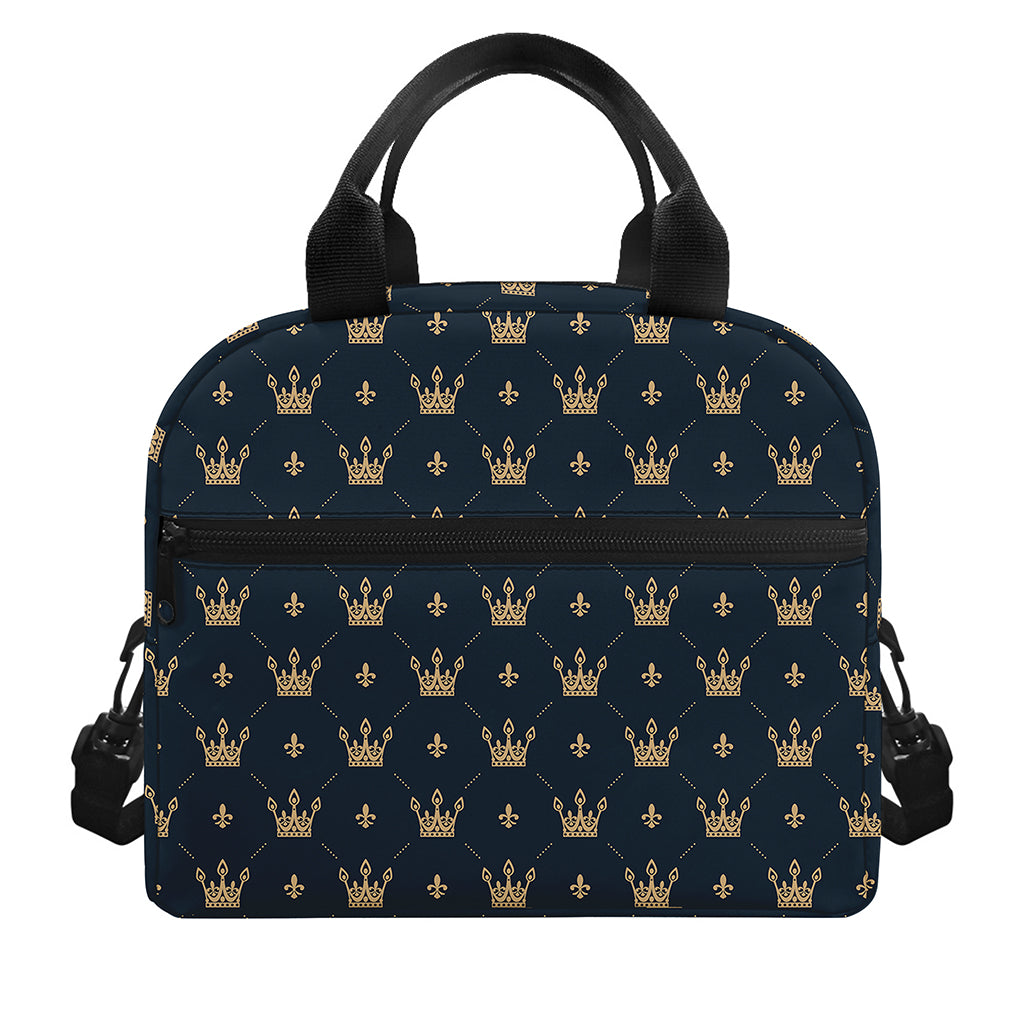 Vintage Crown Pattern Print Insulated Lunch Bag