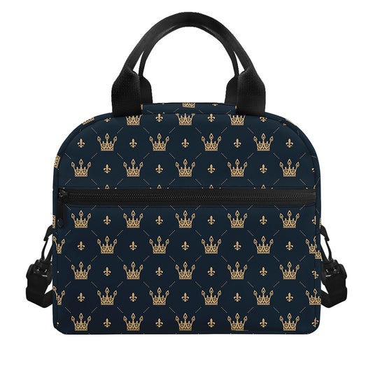 Vintage Crown Pattern Print Insulated Lunch Bag