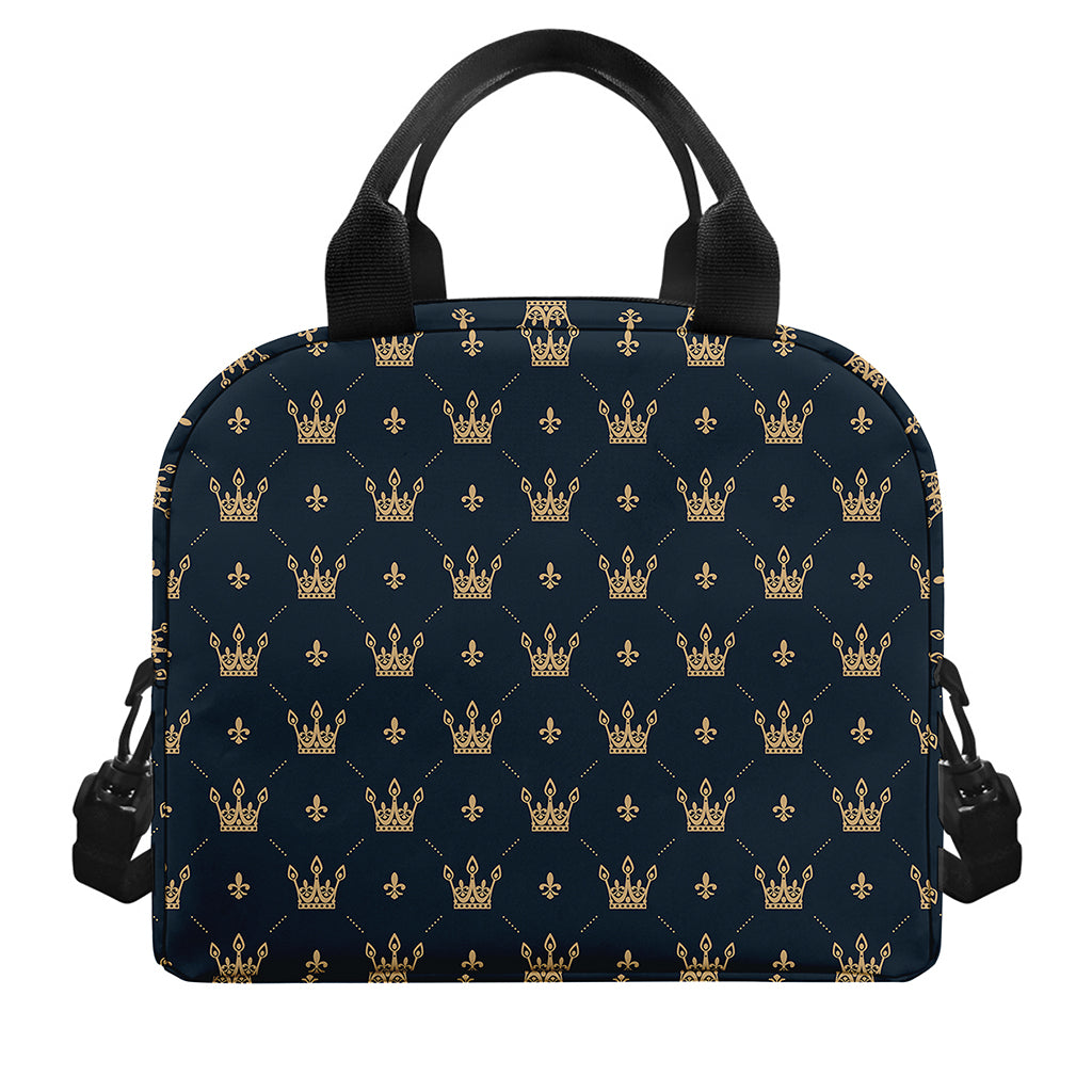 Vintage Crown Pattern Print Insulated Lunch Bag