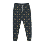 Vintage Crown Pattern Print Jogger Pants