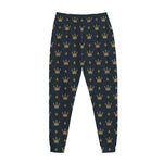 Vintage Crown Pattern Print Jogger Pants