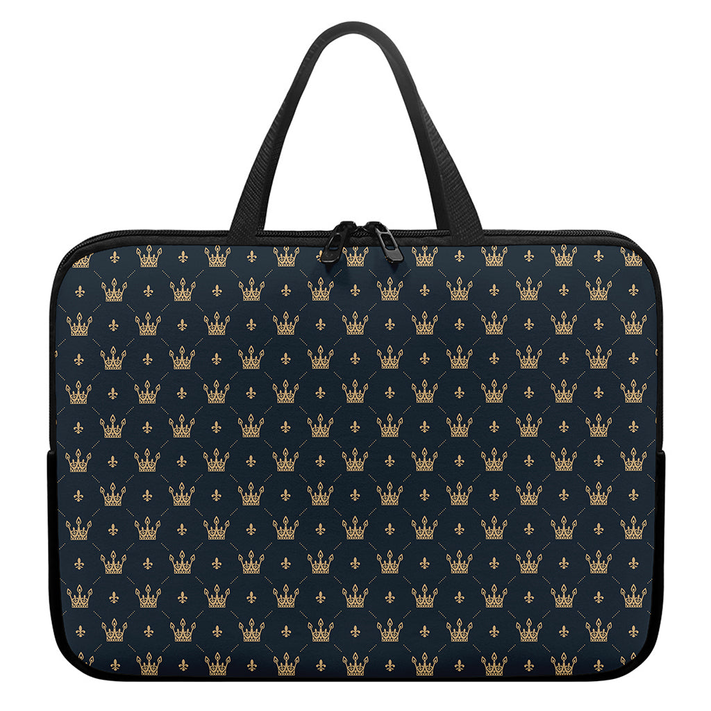 Vintage Crown Pattern Print Laptop Sleeve With Handle