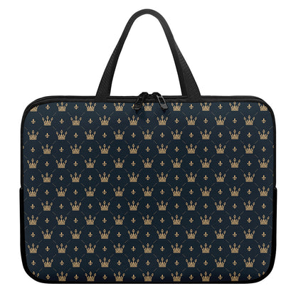 Vintage Crown Pattern Print Laptop Sleeve With Handle