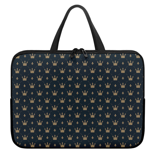 Vintage Crown Pattern Print Laptop Sleeve With Handle