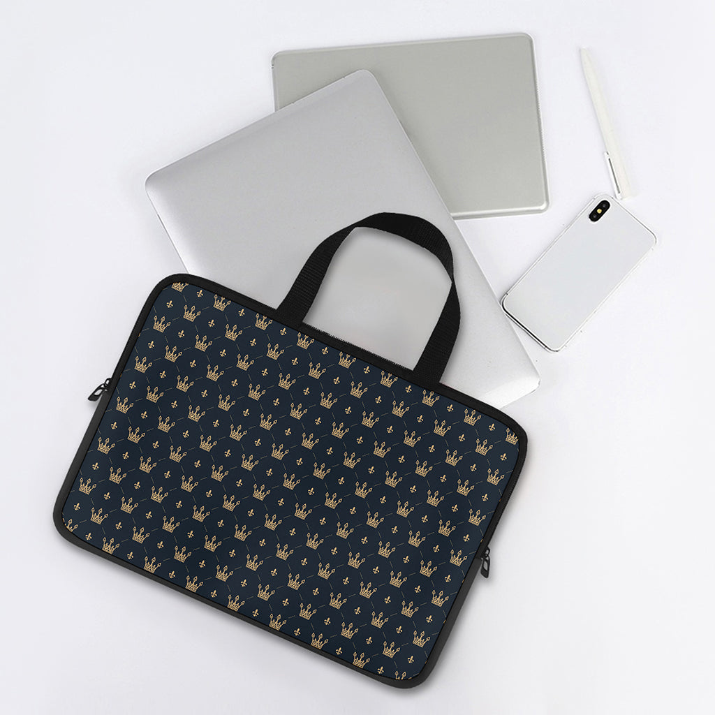 Vintage Crown Pattern Print Laptop Sleeve With Handle
