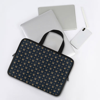 Vintage Crown Pattern Print Laptop Sleeve With Handle