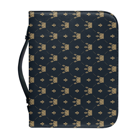 Vintage Crown Pattern Print Leather Bible Cover