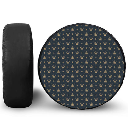Vintage Crown Pattern Print Leather Spare Tire Cover