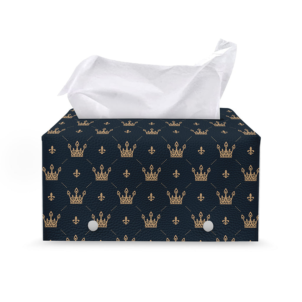 Vintage Crown Pattern Print Leather Tissue Box Cover