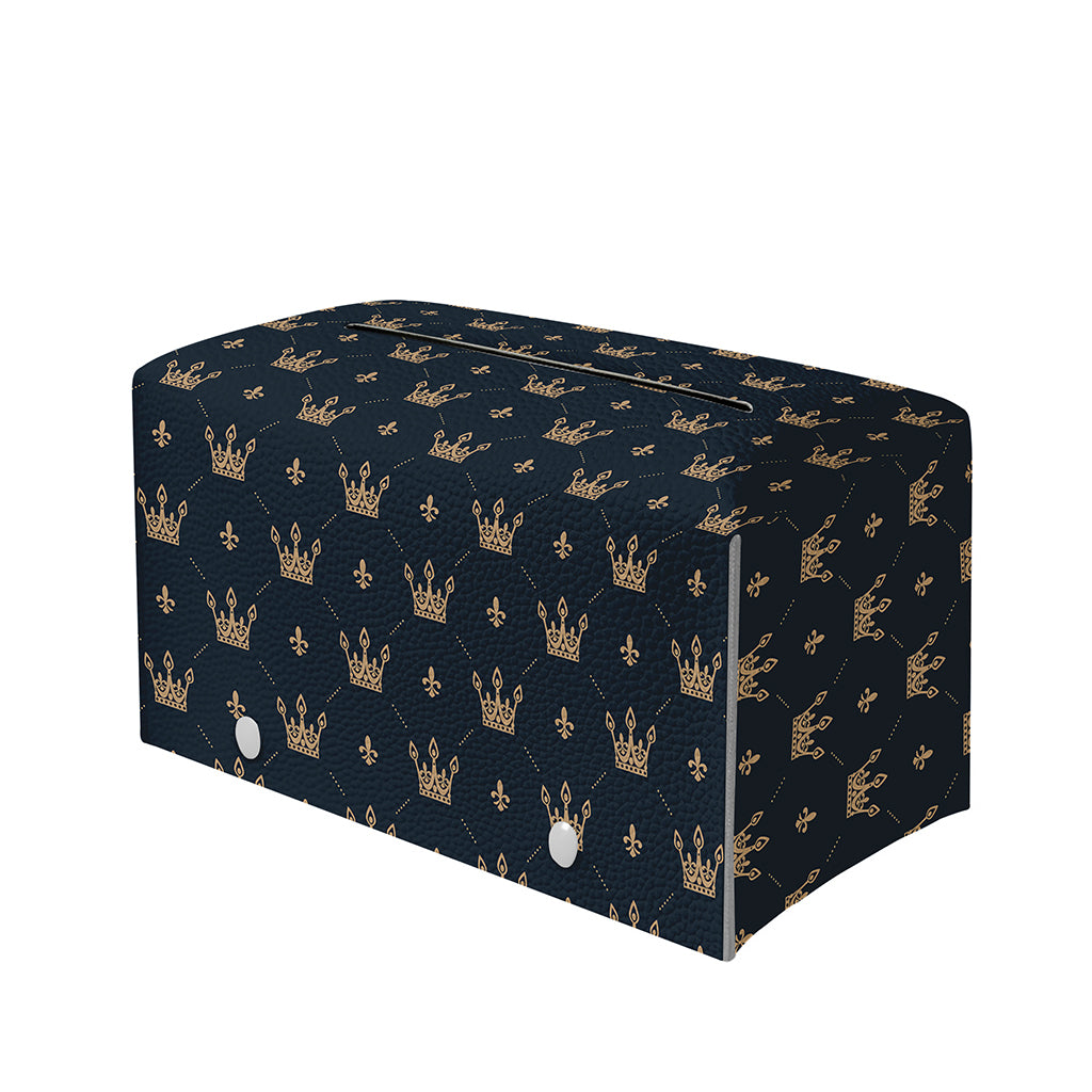 Vintage Crown Pattern Print Leather Tissue Box Cover