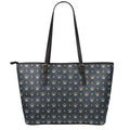 Vintage Crown Pattern Print Leather Tote Bag With Zipper