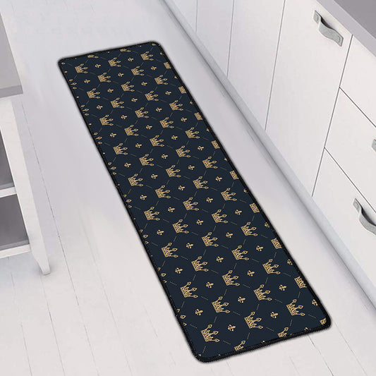 Vintage Crown Pattern Print Long Kitchen Mat