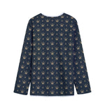 Vintage Crown Pattern Print Long Sleeve Short Coat