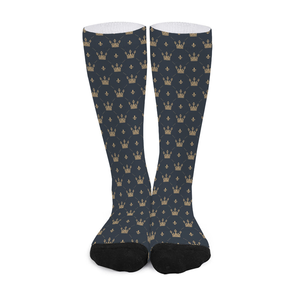 Vintage Crown Pattern Print Long Socks