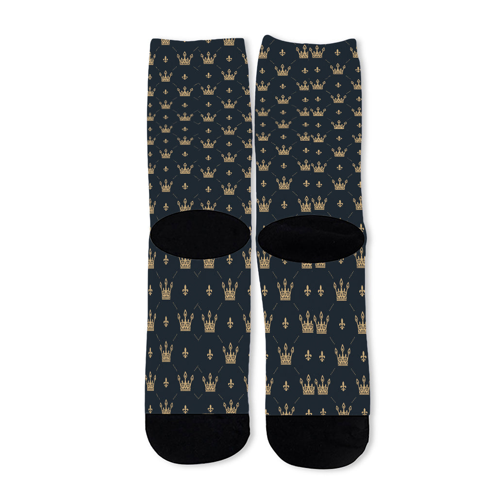 Vintage Crown Pattern Print Long Socks
