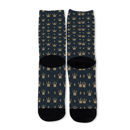 Vintage Crown Pattern Print Long Socks