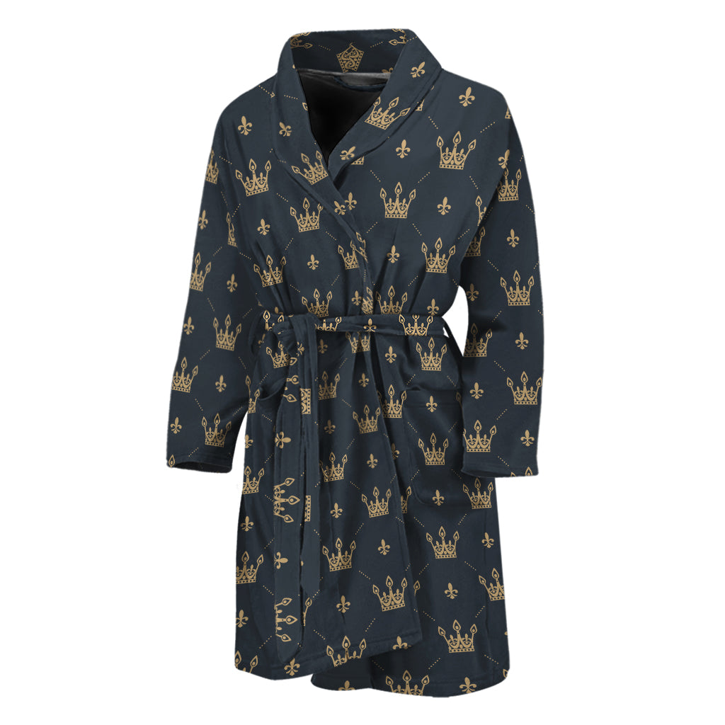 Vintage Crown Pattern Print Men's Bathrobe