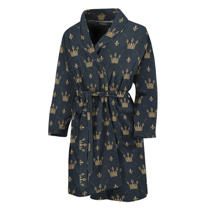 Vintage Crown Pattern Print Men's Bathrobe
