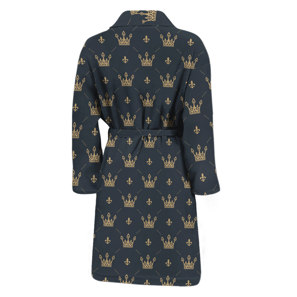 Vintage Crown Pattern Print Men's Bathrobe