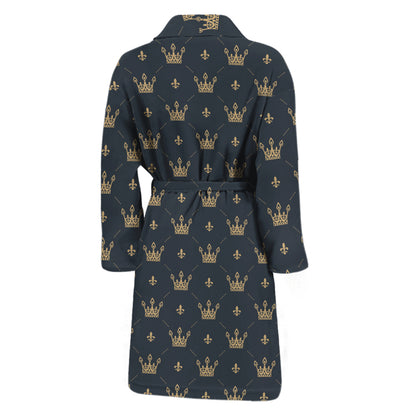 Vintage Crown Pattern Print Men's Bathrobe
