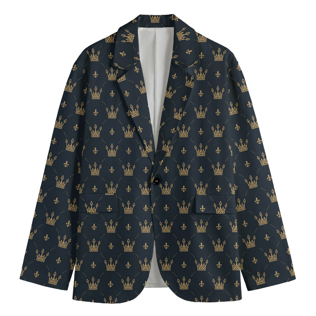Vintage Crown Pattern Print Men's Blazer