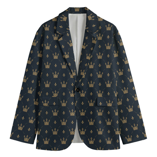 Vintage Crown Pattern Print Men's Blazer