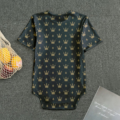 Vintage Crown Pattern Print Men's Bodysuit