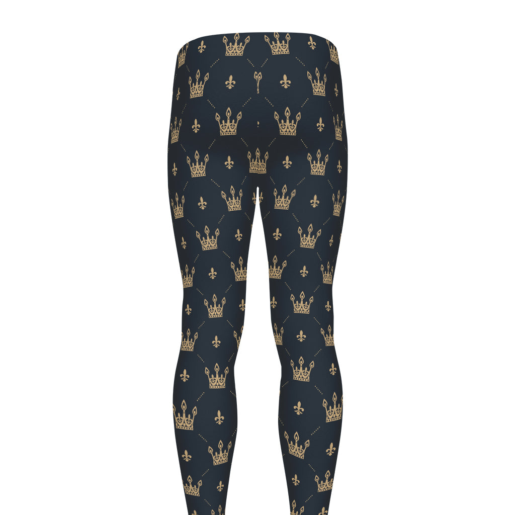 Vintage Crown Pattern Print Men's leggings