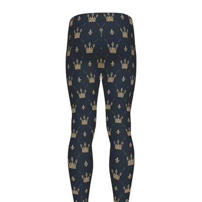 Vintage Crown Pattern Print Men's leggings