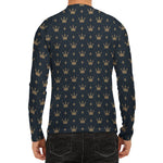 Vintage Crown Pattern Print Men's Long Sleeve Rash Guard