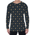 Vintage Crown Pattern Print Men's Long Sleeve T-Shirt