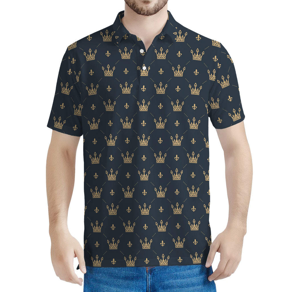 Vintage Crown Pattern Print Men's Polo Shirt