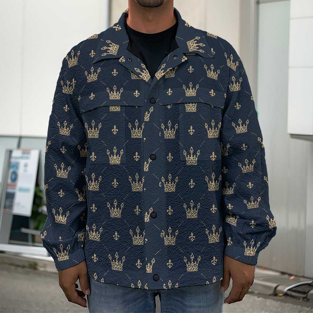 Vintage Crown Pattern Print Men's Shirt Jacket