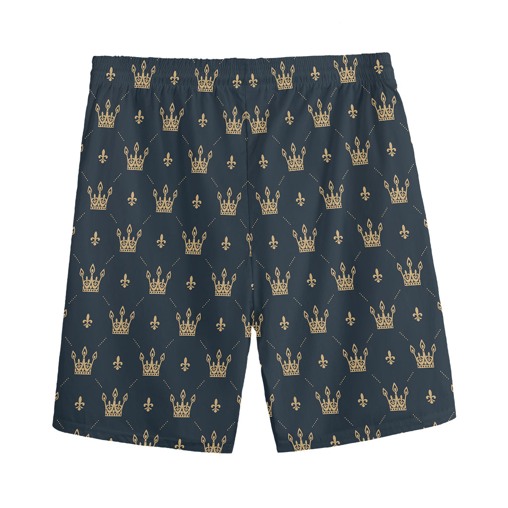 Vintage Crown Pattern Print Men's Sports Shorts
