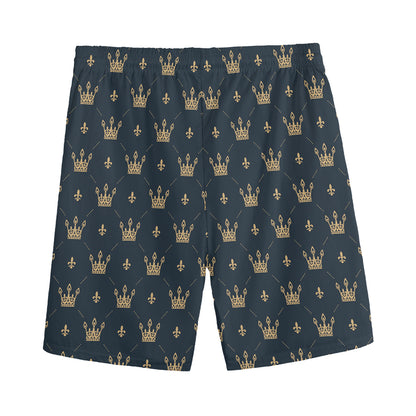 Vintage Crown Pattern Print Men's Sports Shorts