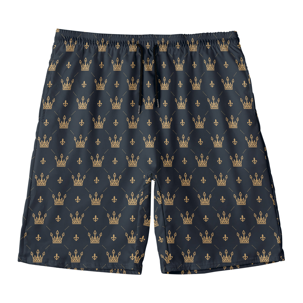 Vintage Crown Pattern Print Men's Swim Trunks