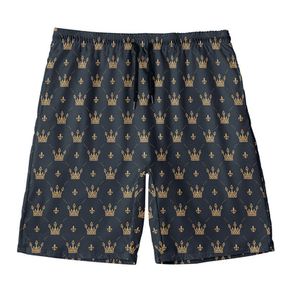 Vintage Crown Pattern Print Men's Swim Trunks