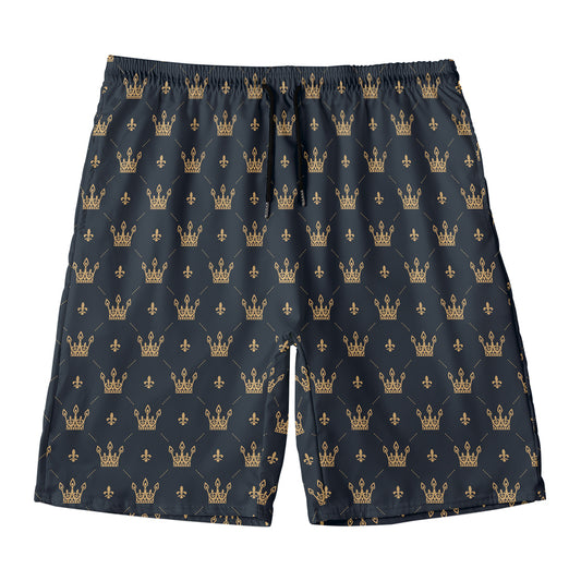 Vintage Crown Pattern Print Men's Swim Trunks