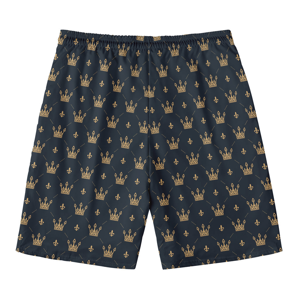 Vintage Crown Pattern Print Men's Swim Trunks