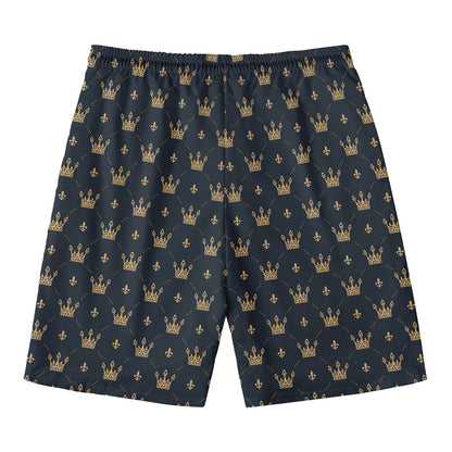 Vintage Crown Pattern Print Men's Swim Trunks