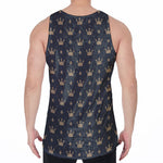 Vintage Crown Pattern Print Men's Velvet Tank Top