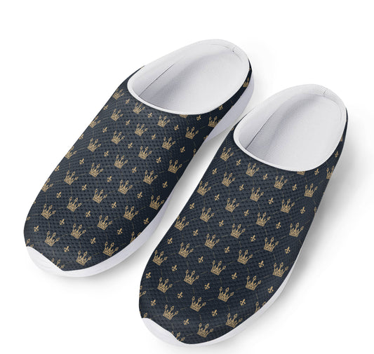 Vintage Crown Pattern Print Mesh Casual Shoes